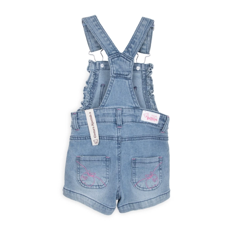 JARDINERA BEBE NIÑA CON VUELOS CINTURA AJUSTABLE DENIM PILLIN - 2