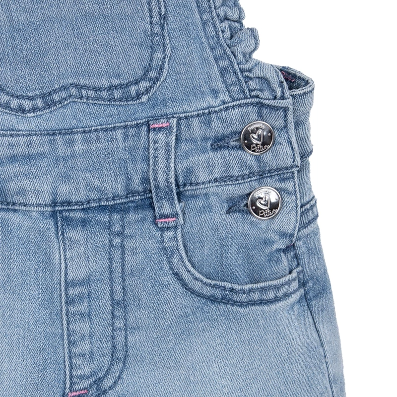 JARDINERA BEBE NIÑA CON VUELOS CINTURA AJUSTABLE DENIM PILLIN - 3
