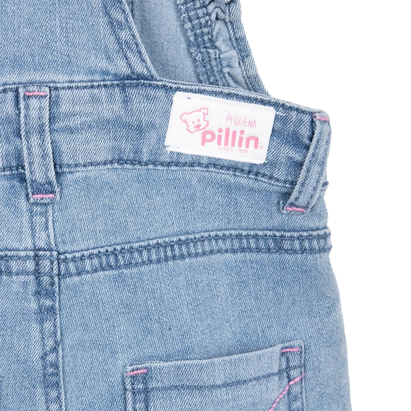 JARDINERA BEBE NIÑA CON VUELOS CINTURA AJUSTABLE DENIM PILLIN - 4