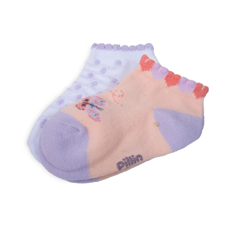 PACK DE 2 CALCETINES BEBE NIÑA ALGODON MARIPOSAS SURTIDO PILLIN - 2