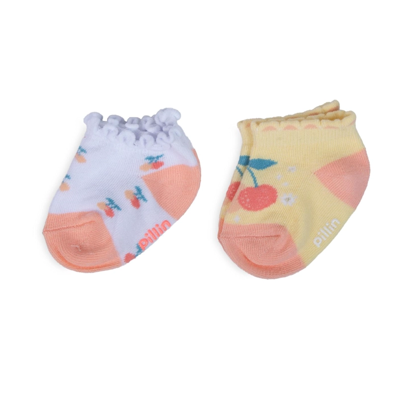 PACK DE 2 CALCETINES BEBE NIÑA ALGODON CEREZAS SURTIDO PILLIN - 1