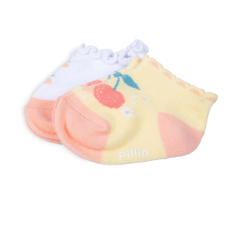 PACK DE 2 CALCETINES BEBE NIÑA ALGODON CEREZAS SURTIDO PILLIN - 2