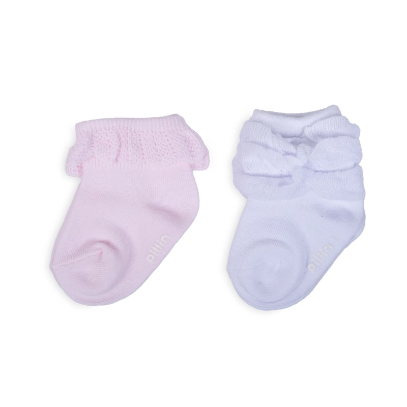PACK DE  2 CALCETINES BEBE NIÑA ALGODON LISOS SURTIDO PILLIN - 1