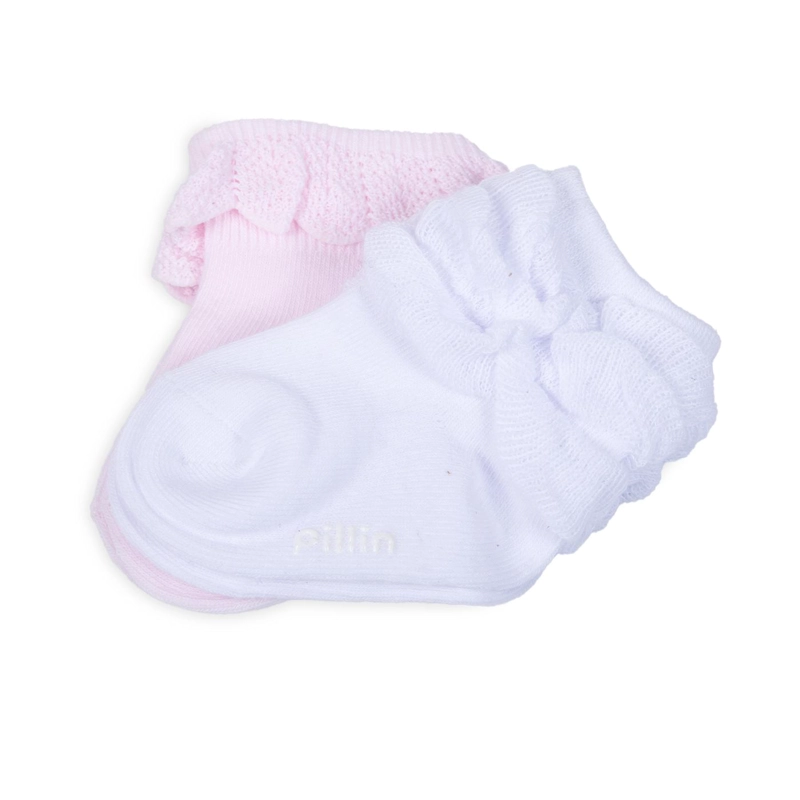 PACK DE  2 CALCETINES BEBE NIÑA ALGODON LISOS SURTIDO PILLIN - 2