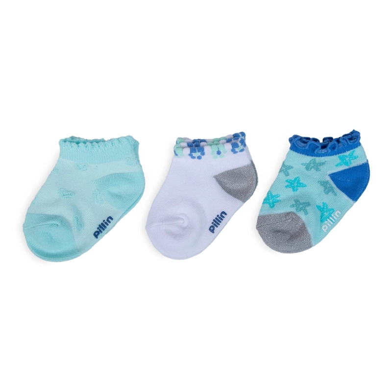 PACK DE 3 CALCETINES BEBE NIÑA ALGODON ESTRELLAS SURTIDO PILLIN - 1