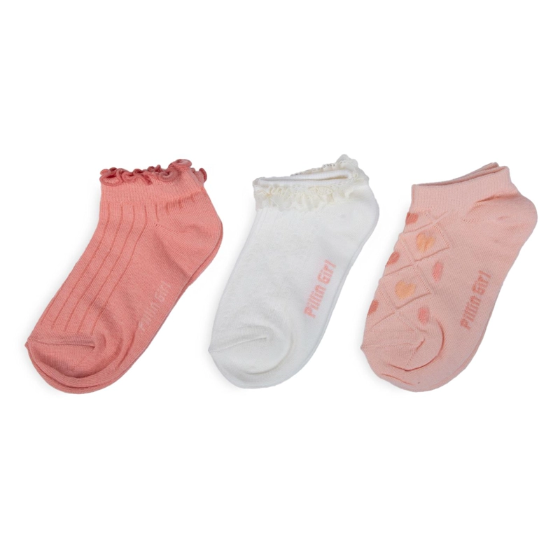 PACK DE 3 CALCETINES NIÑA ALGODON CORAZONES SURTIDO PILLIN - 1