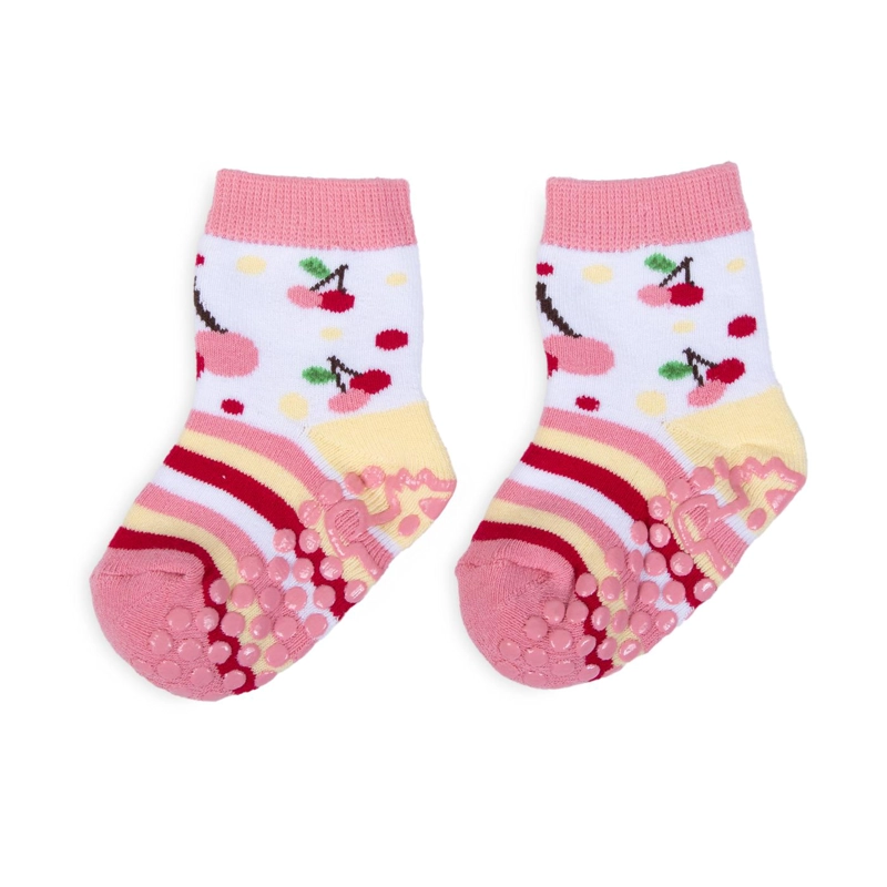 CALCETIN BEBE NIÑA ANTIDESLIZANTE DISEÑO CEREZAS SURTIDO PILLIN - 1