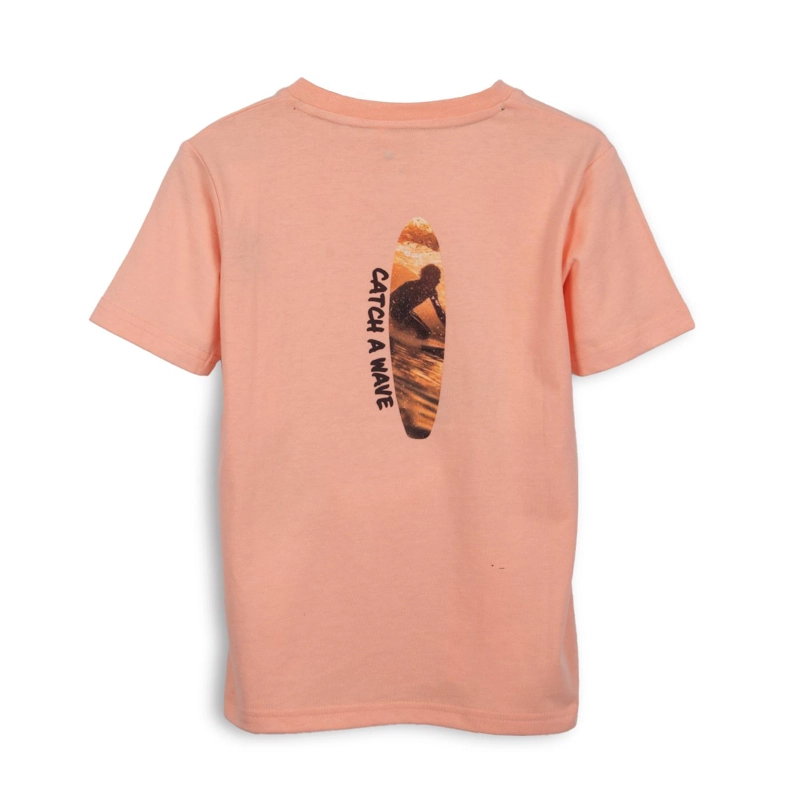 POLERA NIÑO MANGA CORTA ESTAMPADO EN ESPALDA NARANJO PILLIN - 2