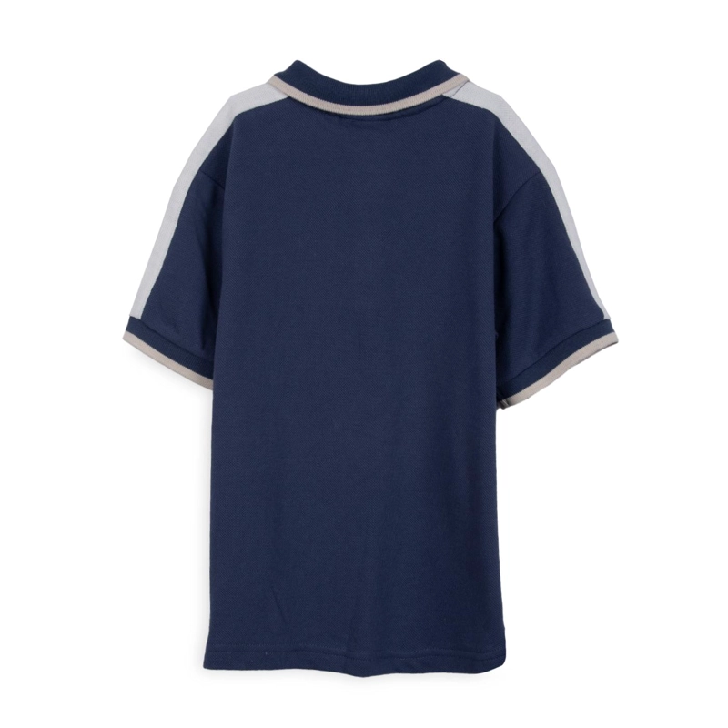 POLERA NIÑO MANGA CORTA CUELLO PIQUE AZUL PILLIN - 2