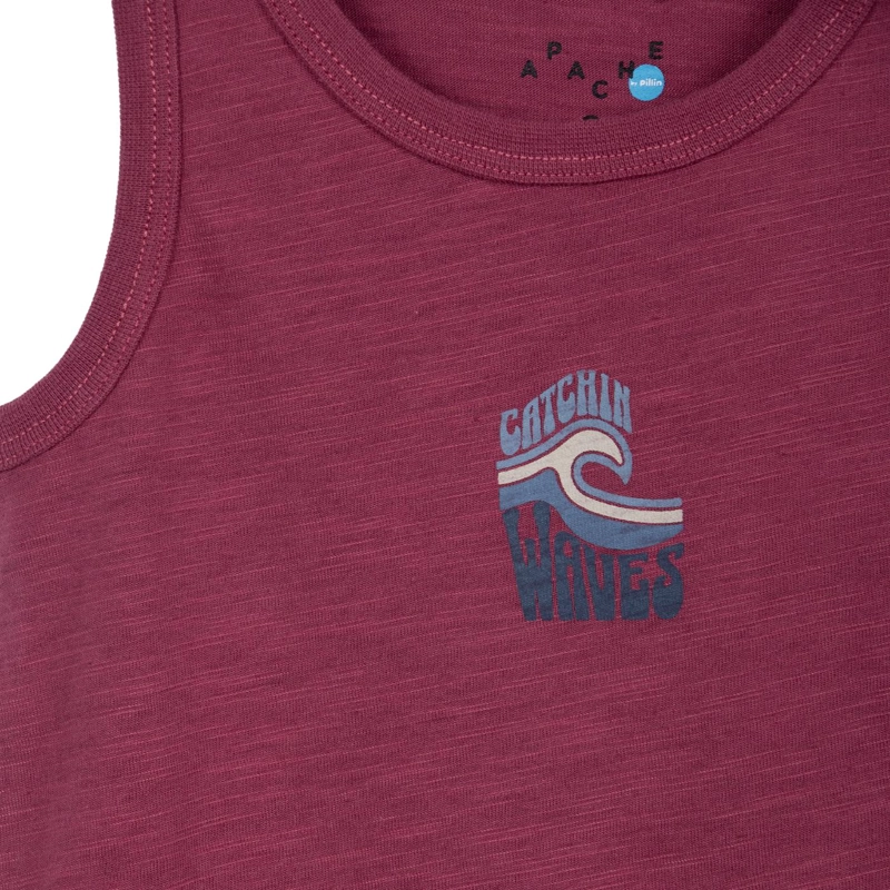 POLERA NIÑO SIN MANGAS ESTAMPADO EN ESPALDA BURDEO PILLIN - 3