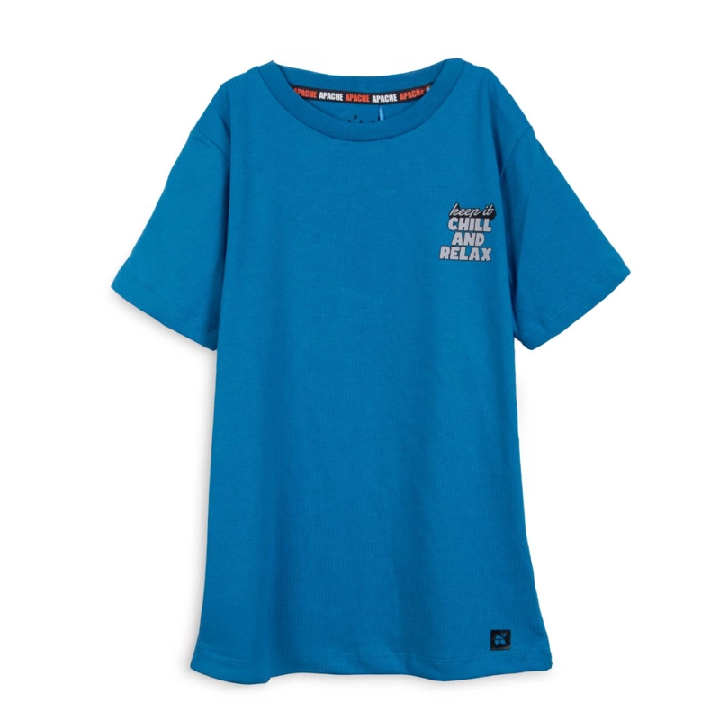 POLERA NIÑO MANGA CORTA ESTAMPADO PLAYERO AZULINO PILLIN - 1