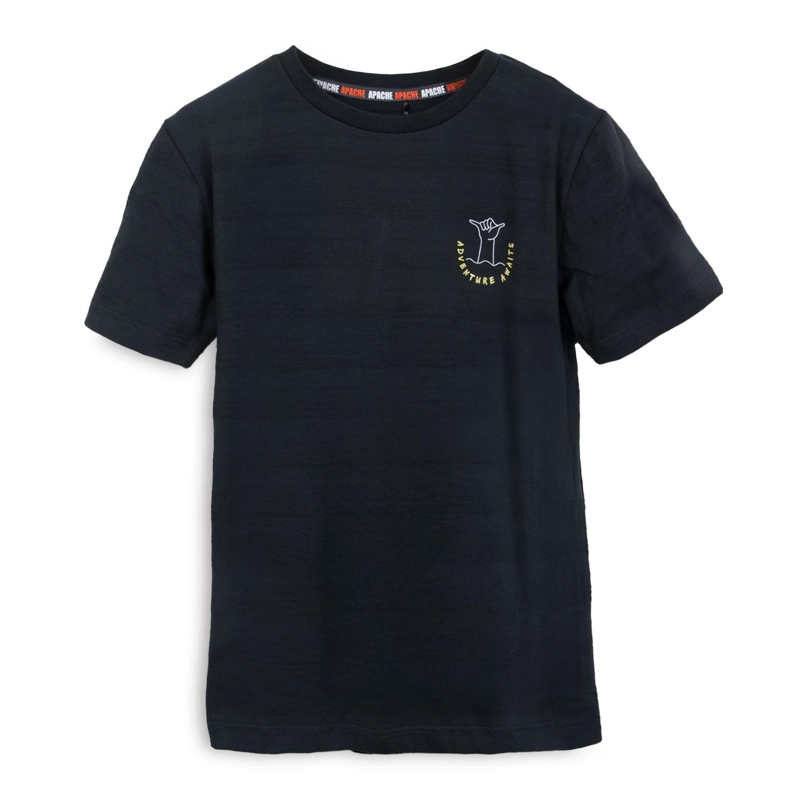 POLERA NIÑO MANGA CORTA RAYAS NEGRO PILLIN - 1