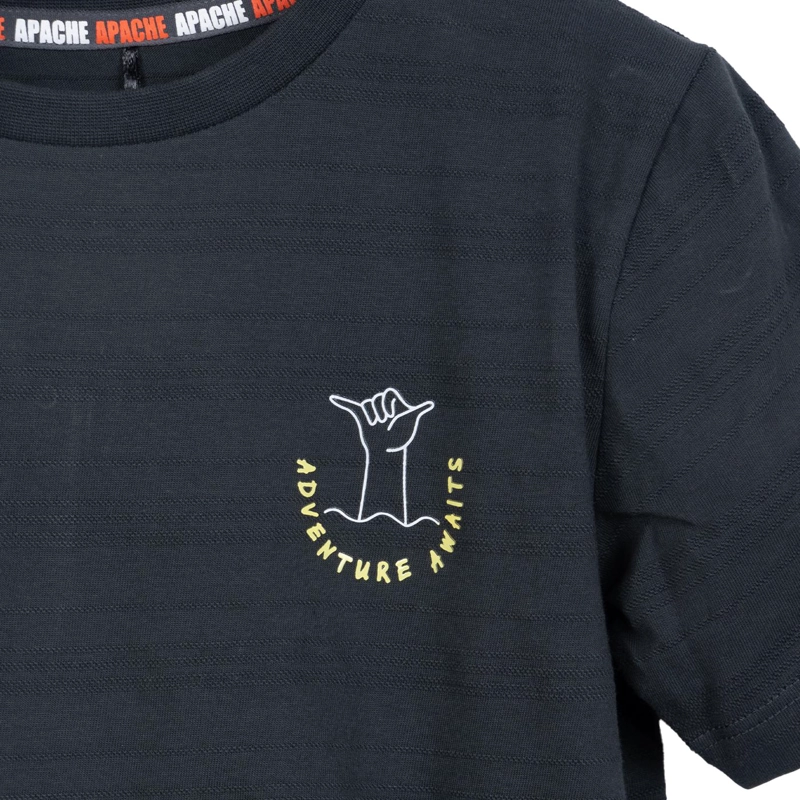 POLERA NIÑO MANGA CORTA RAYAS NEGRO PILLIN - 3