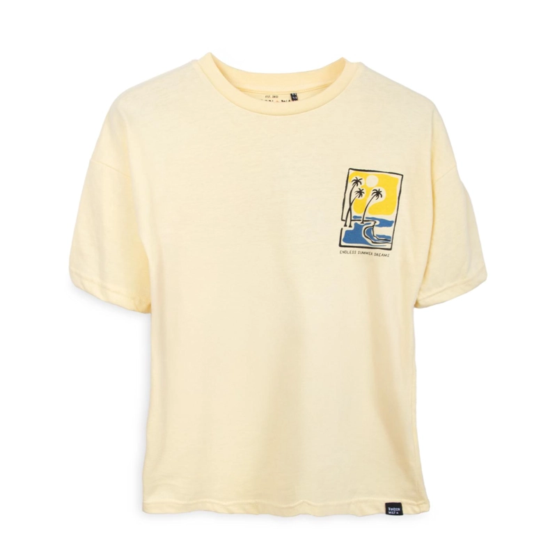 POLERA NIÑO MANGA CORTA ESTAMPADO PLAYERO ESPALDA AMARILLO PILLIN - 1