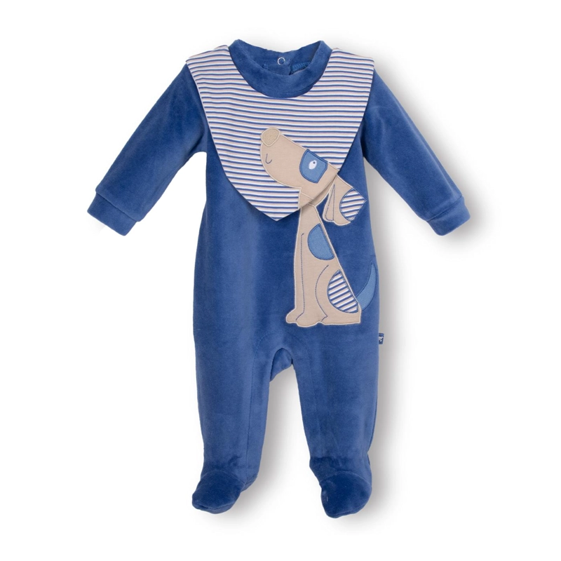 OSITO PLUSH RECIEN NACIDO NIÑO CON BABERO PERRITO AZUL PILLIN - 1