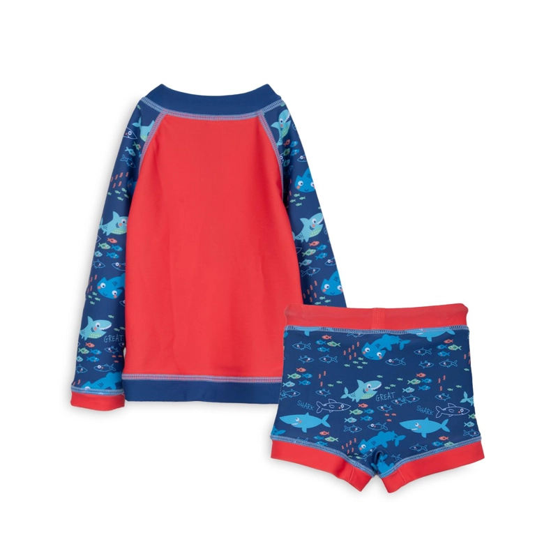 TRAJE DE BAÑO BEBE NIÑO 2 PIEZAS PROTECCION UV TIBURON ROJO PILLIN - 2