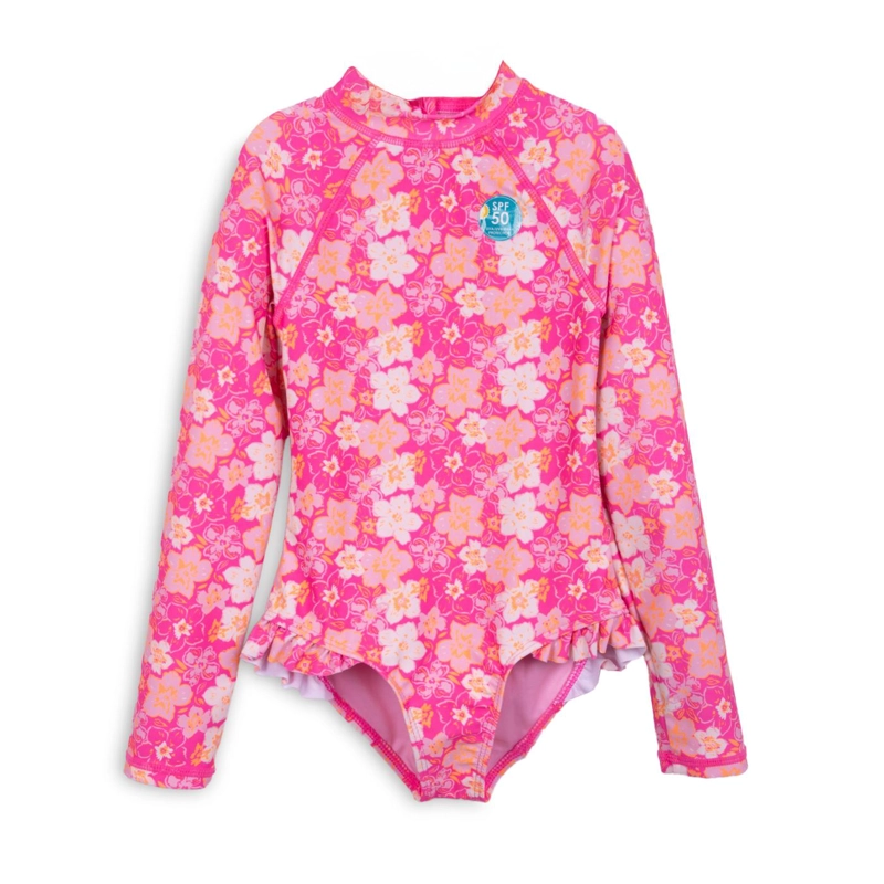 TRAJE DE BAÑO NIÑA ENTERO FLORAL ROSADO PILLIN - 1