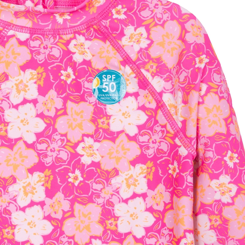 TRAJE DE BAÑO NIÑA ENTERO FLORAL ROSADO PILLIN - 3