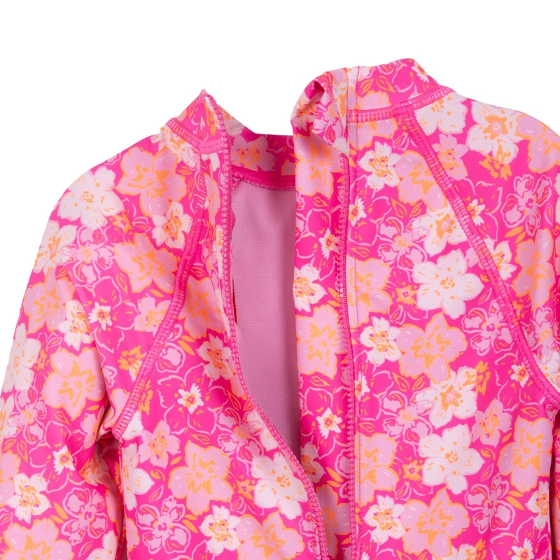 TRAJE DE BAÑO NIÑA ENTERO FLORAL ROSADO PILLIN - 4