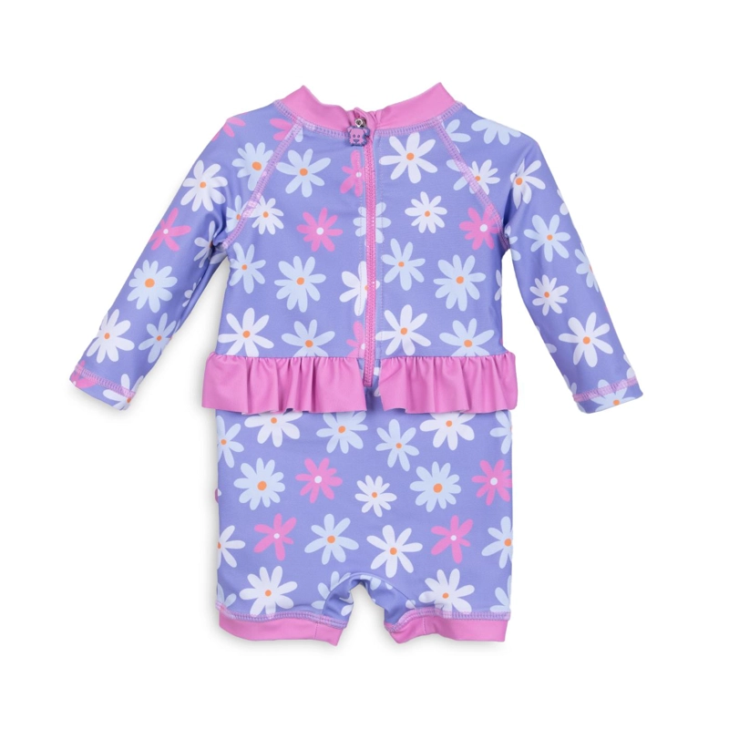 SET TRAJE DE BAÑO Y GORRO BEBE NIÑA PROTECCION UV LAVANDA PILLIN - 2