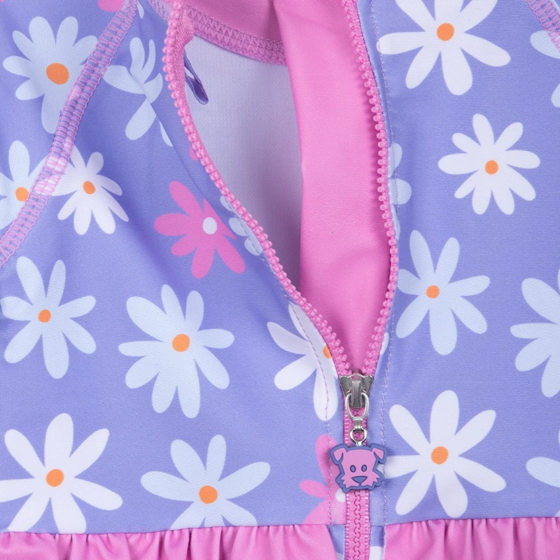 SET TRAJE DE BAÑO Y GORRO BEBE NIÑA PROTECCION UV LAVANDA PILLIN - 4