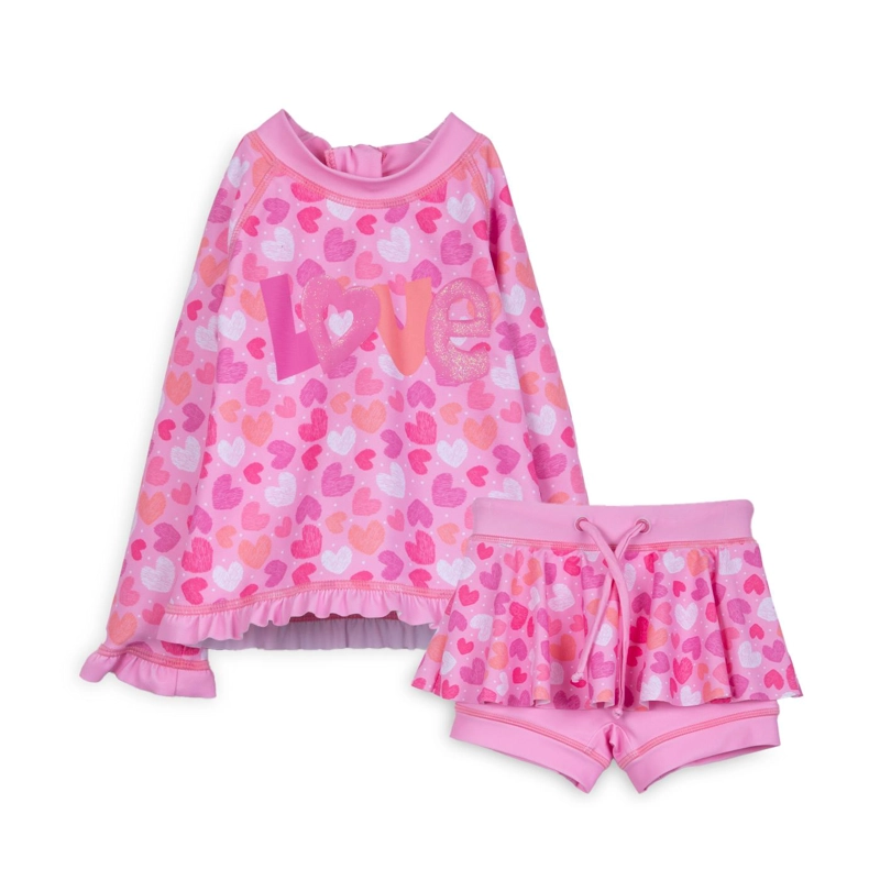 TRAJE DE BAÑO BEBE NIÑA 2 PIEZAS PROTECCION UV ROSADO PILLIN - 1