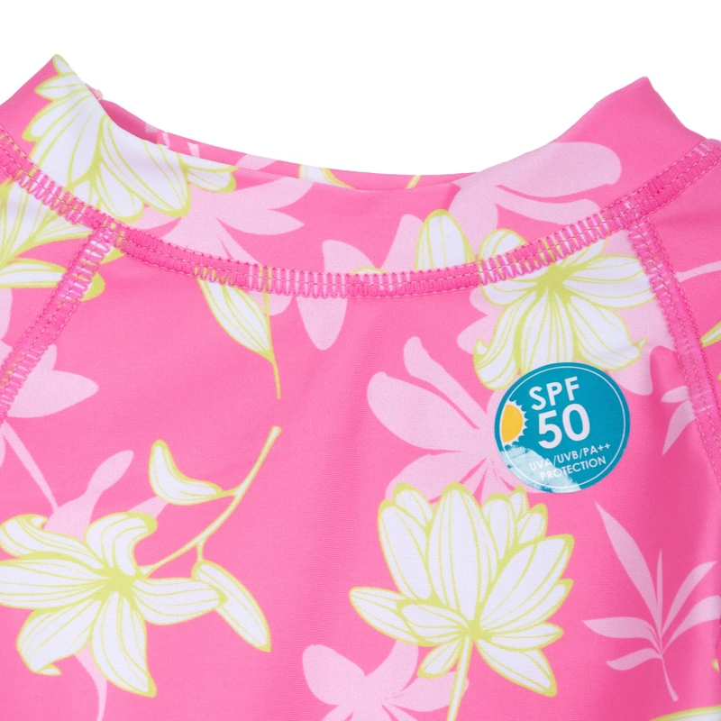 TRAJE DE BAÑO NIÑA 2 PIEZAS MANGA LARGA FLORAL FUCSIA PILLIN - 3