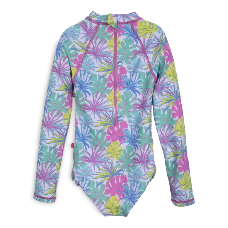 TRAJE DE BAÑO NIÑA ENTERO MANGA LARGA PALMERAS MALVA PILLIN - 2