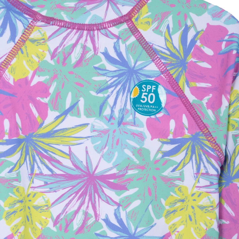 TRAJE DE BAÑO NIÑA ENTERO MANGA LARGA PALMERAS MALVA PILLIN - 3