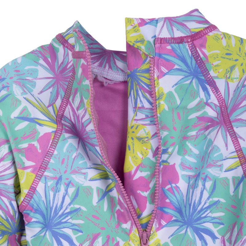 TRAJE DE BAÑO NIÑA ENTERO MANGA LARGA PALMERAS MALVA PILLIN - 4