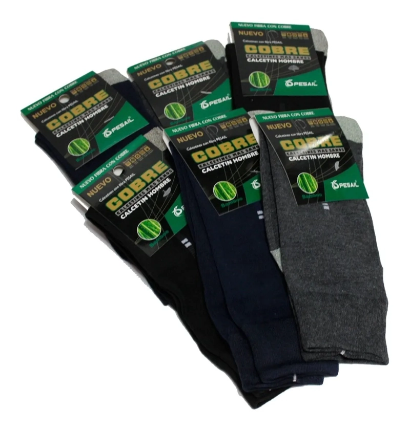 CALCETINES DE VESTIR PARA HOMBRE ALGODÓN Y FIBRA DE  COBRE - DOCENA - 2