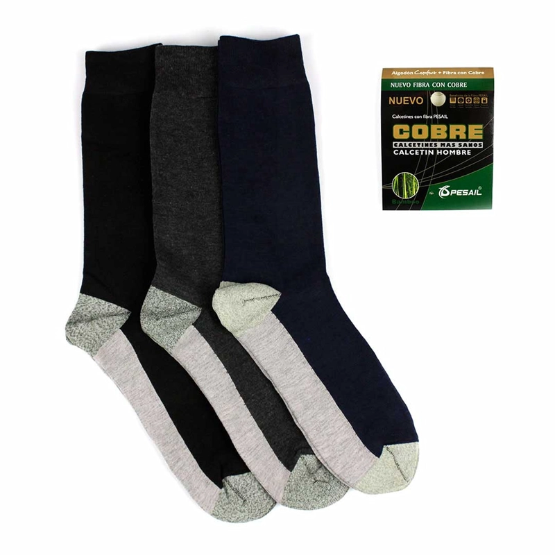 6  PARES DE CALCETINES DE VESTIR PARA HOMBRE ALGODÓN + COBRE - 3