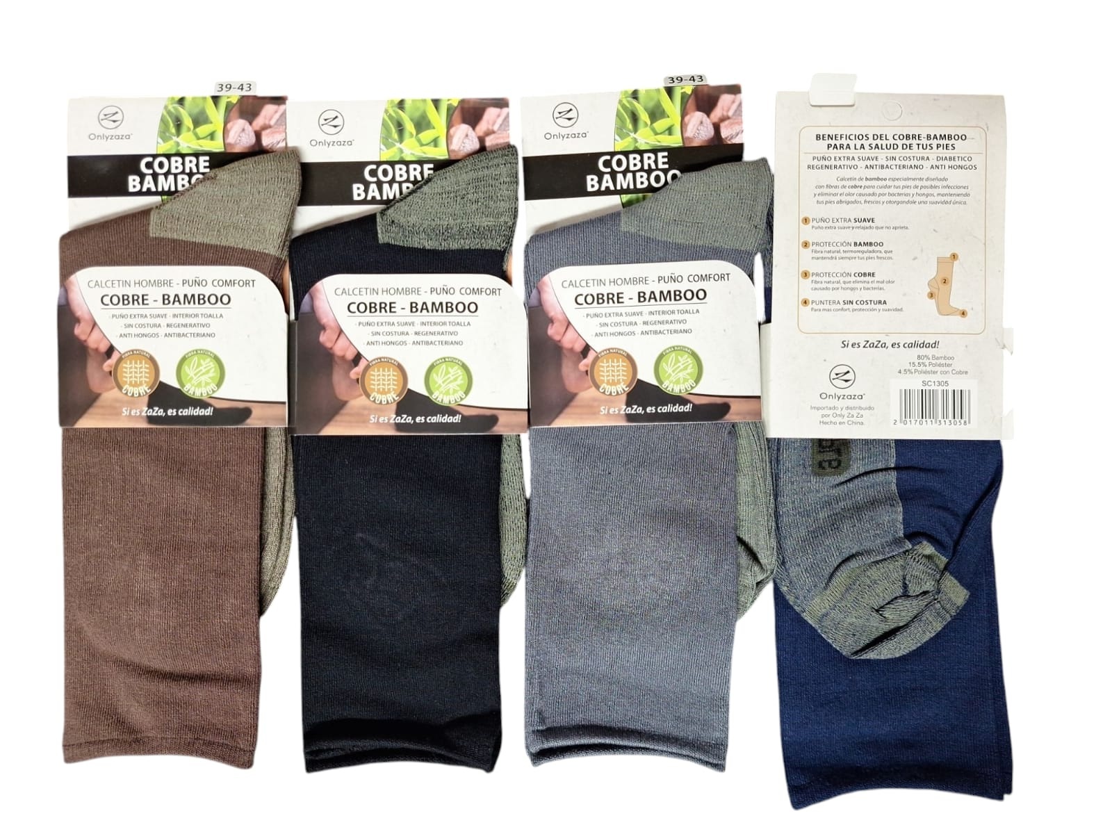 6 PARES DE CALCETINES DE VESTIR PARA HOMBRE CON FIBRA DE COBRE + BAMBÚ - 1