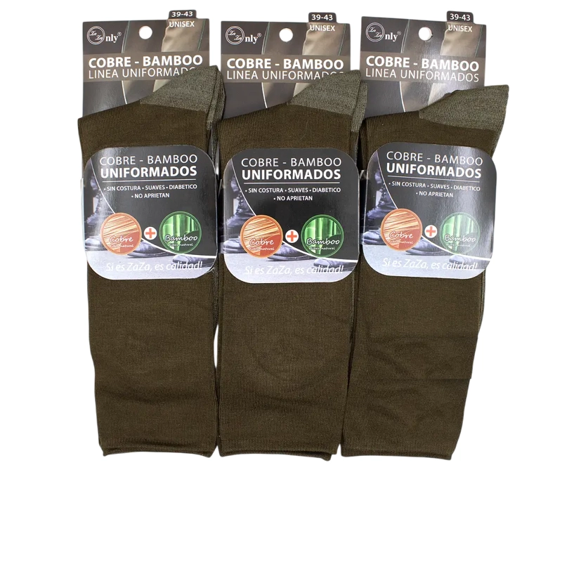 CALCETINES DE VESTIR PARA UNIFORMADOS - CARABINEROS CON FIBRA DE BAMBU Y COBRE - DOCENA - 1
