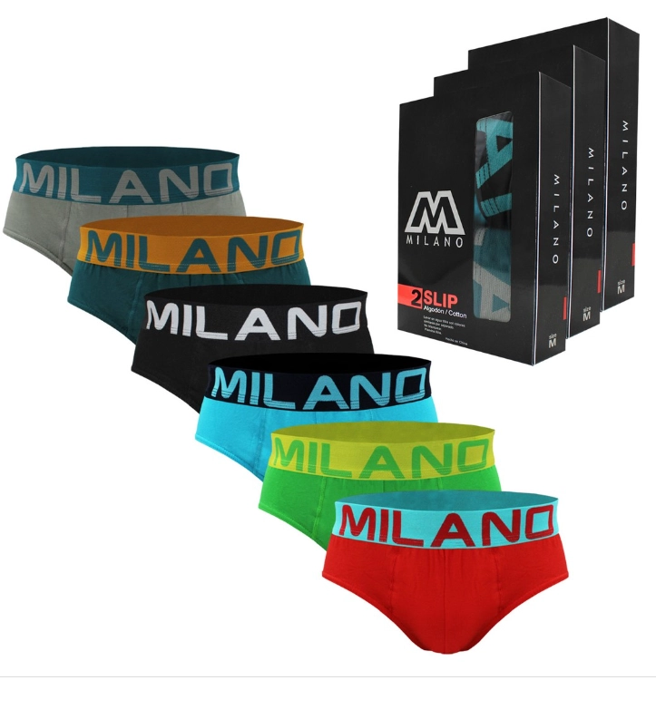PACK X6 SLIP CALZONCILLO HOMBRE MILANO DE ALGODÓN - 4