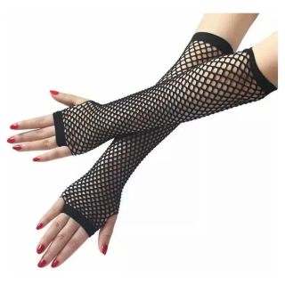 GUANTES NEGRO LARGOS MALLA SIN DEDOS - 1