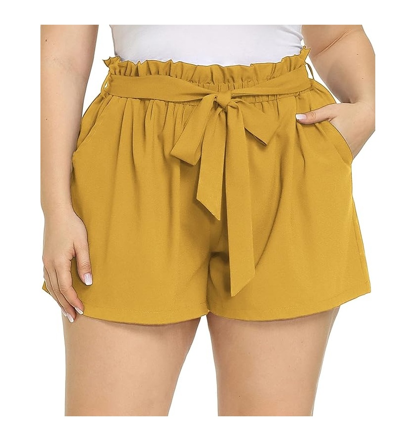 SHORT CASUAL TIRO ALTO CON PRETINA ELÁSTICA  Y LIENZO PARA MUJER - 1
