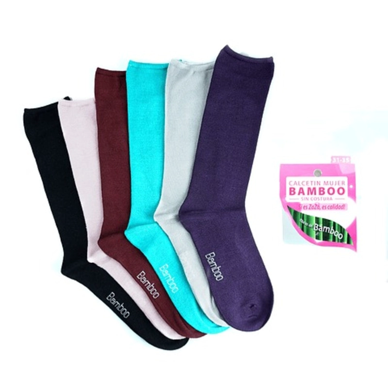 CALCETIN DE VESTIR CON FIBRA DE BAMBU PARA MUJER / JUVENIL - SIN COSTURAS - SIXPACK - 1