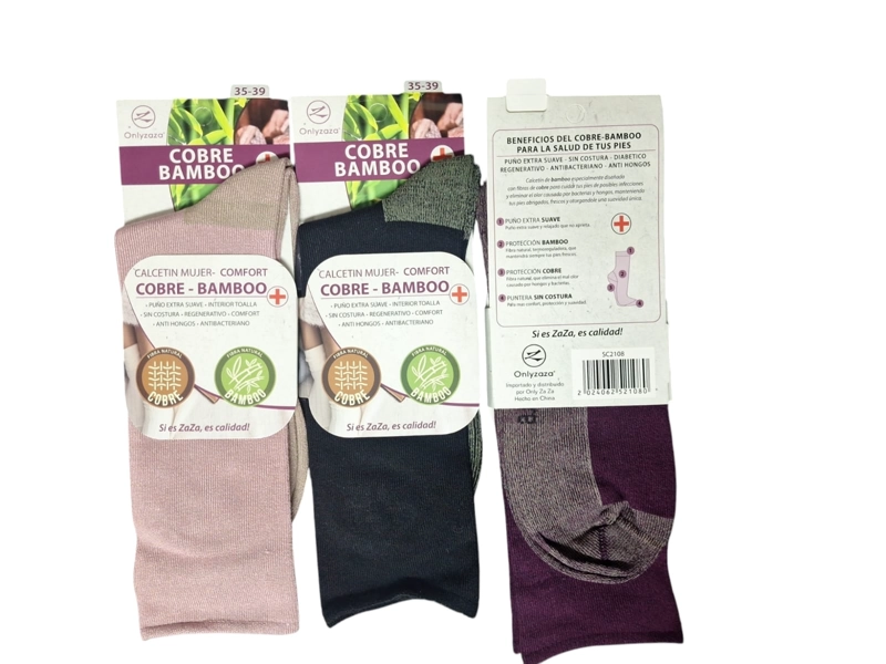 CALCETINES DE VESTIR CON FIBRA DE BAMBÚ + COBRE PARA MUJER - SIN COSTURAS - SIXPACK - 3