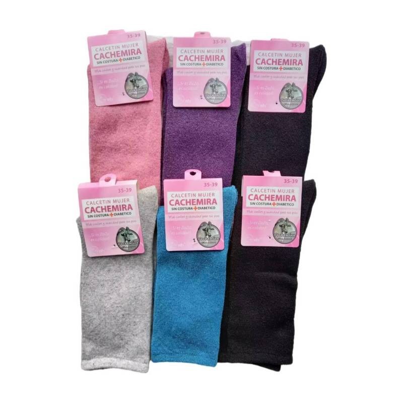 CALCETINES PARA MUJER FIBRA CACHEMIRA SIN COSTURAS - DOCENA - 1
