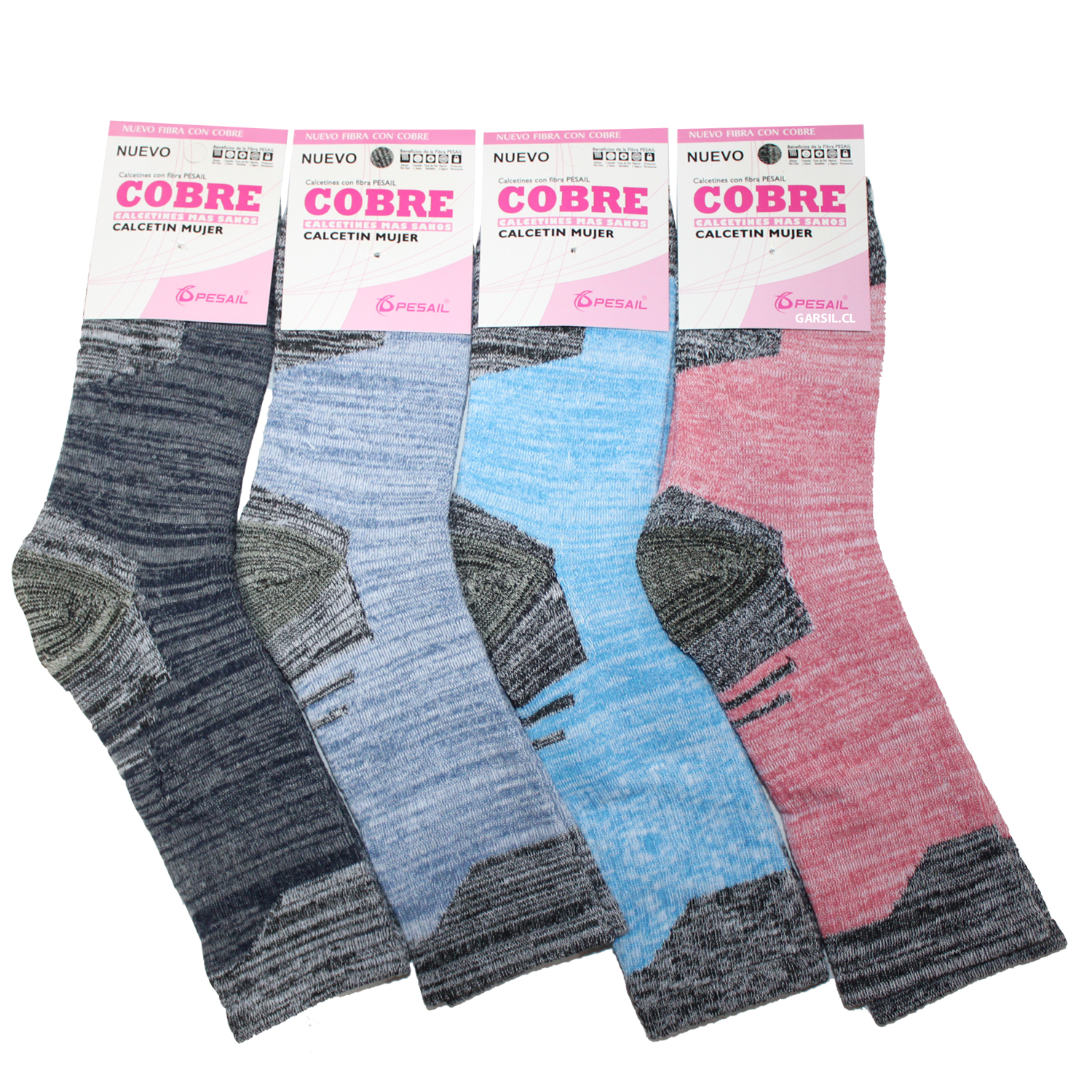 X6 CALCETINES DE COBRE LARGOS PARA MUJER - 1