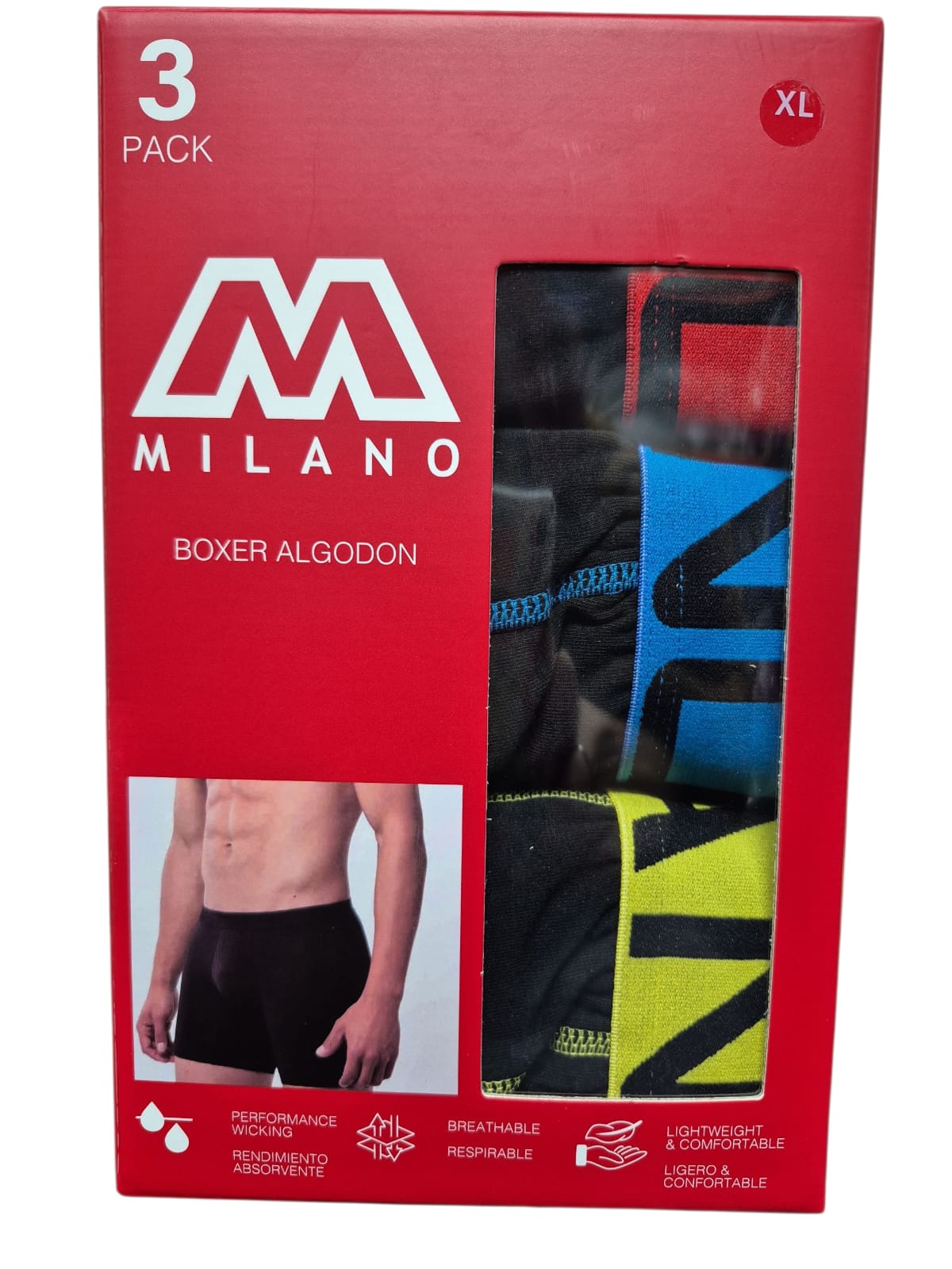 X6 BOXER PARA HOMBRE DE ALGODON - PRETINA DE COLORES - 1