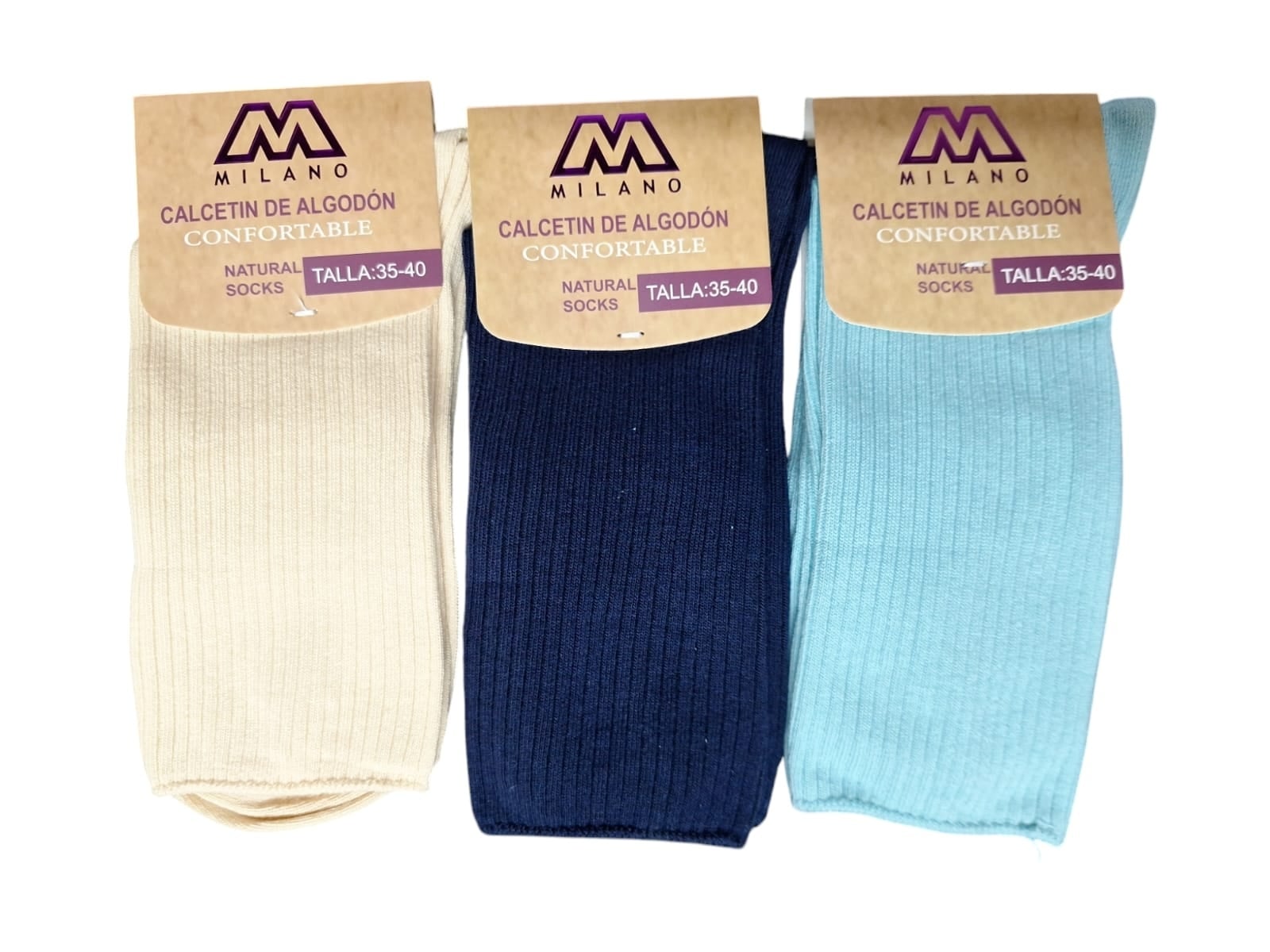 X6 CALCETINES CALCETA DE ALGODON PARA MUJER CON PUÑO ANTIPRESION - 1