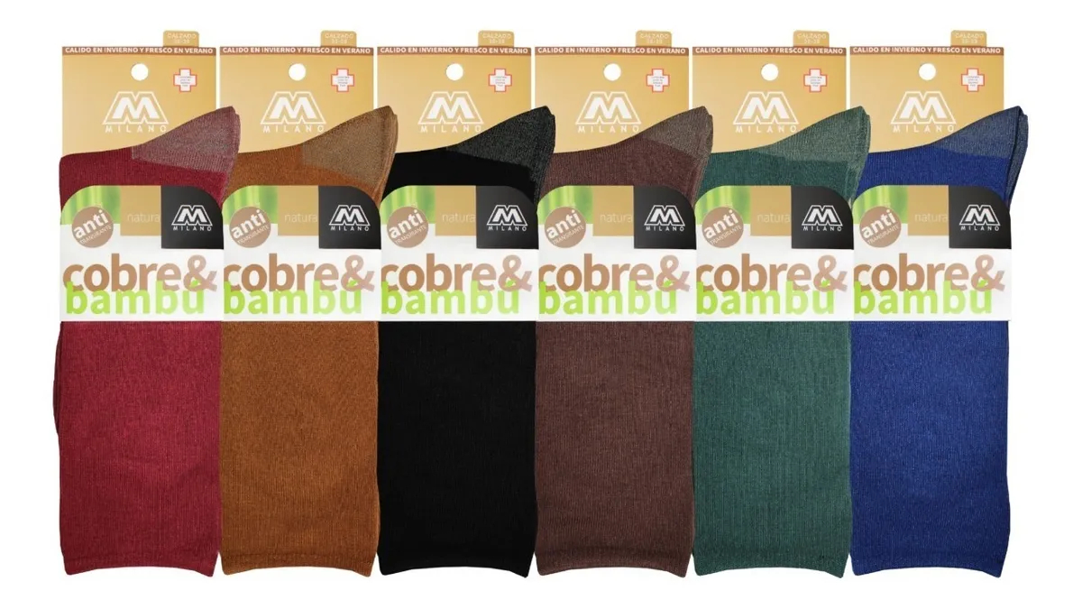 X6 PARES CALCETINES PARA MUJER CON FIBRAS DE BAMBU Y COBRE - 1
