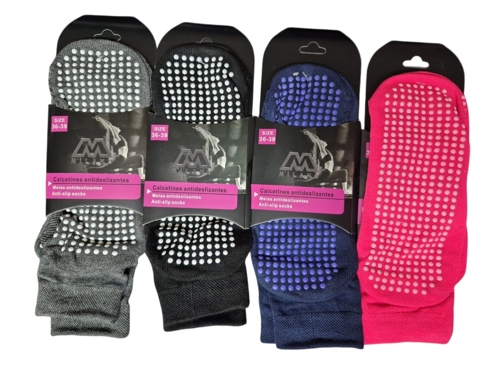 CALCETAS DEPORTIVAS MUJER - TOBILLERAS ANTIDESLIZANTES - FITNES - YOGA - DANZA - DOCENA - 2