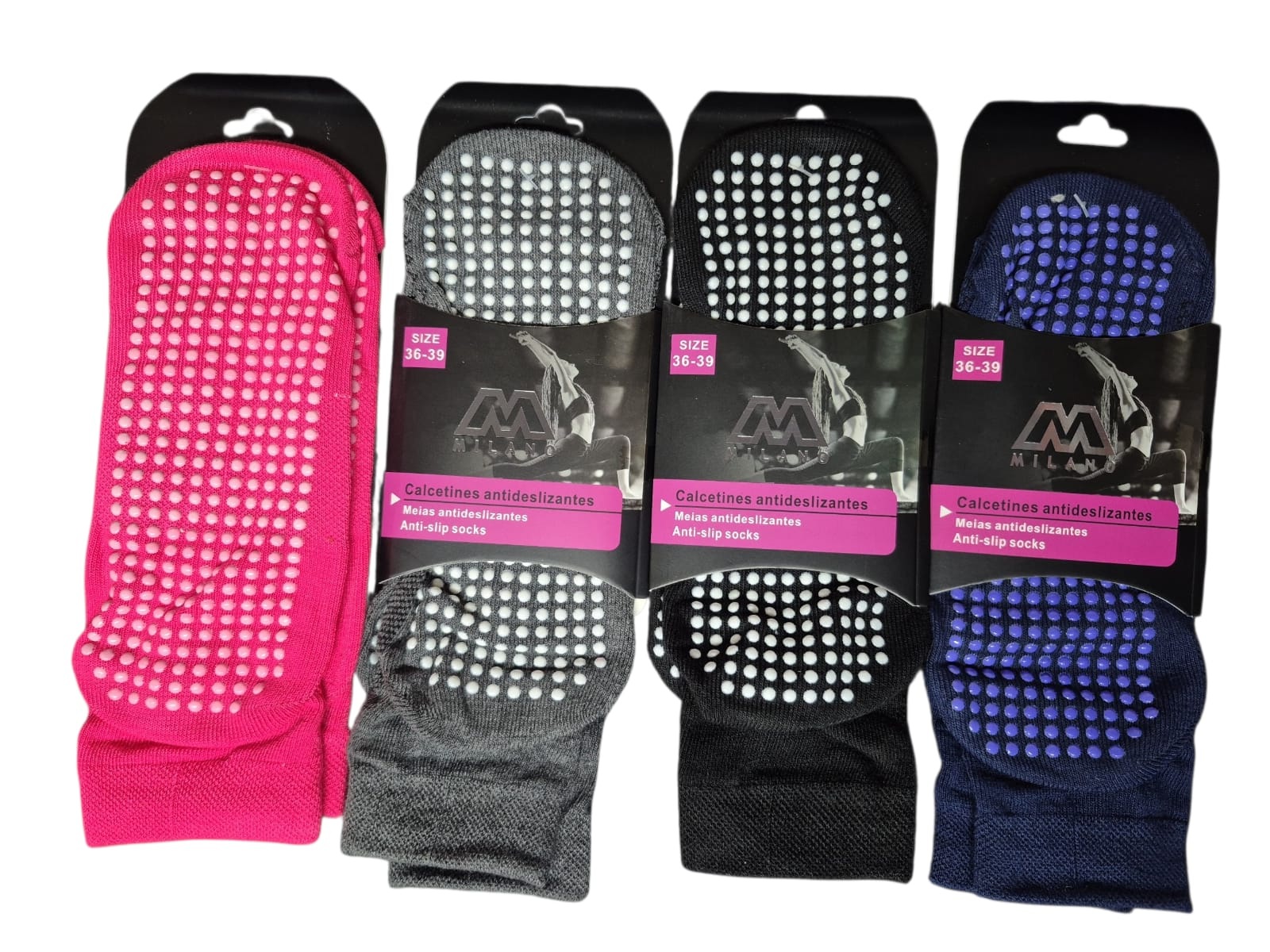 CALCETAS DEPORTIVAS MUJER - TOBILLERAS ANTIDESLIZANTES - FITNES - YOGA - DANZA - DOCENA - 3