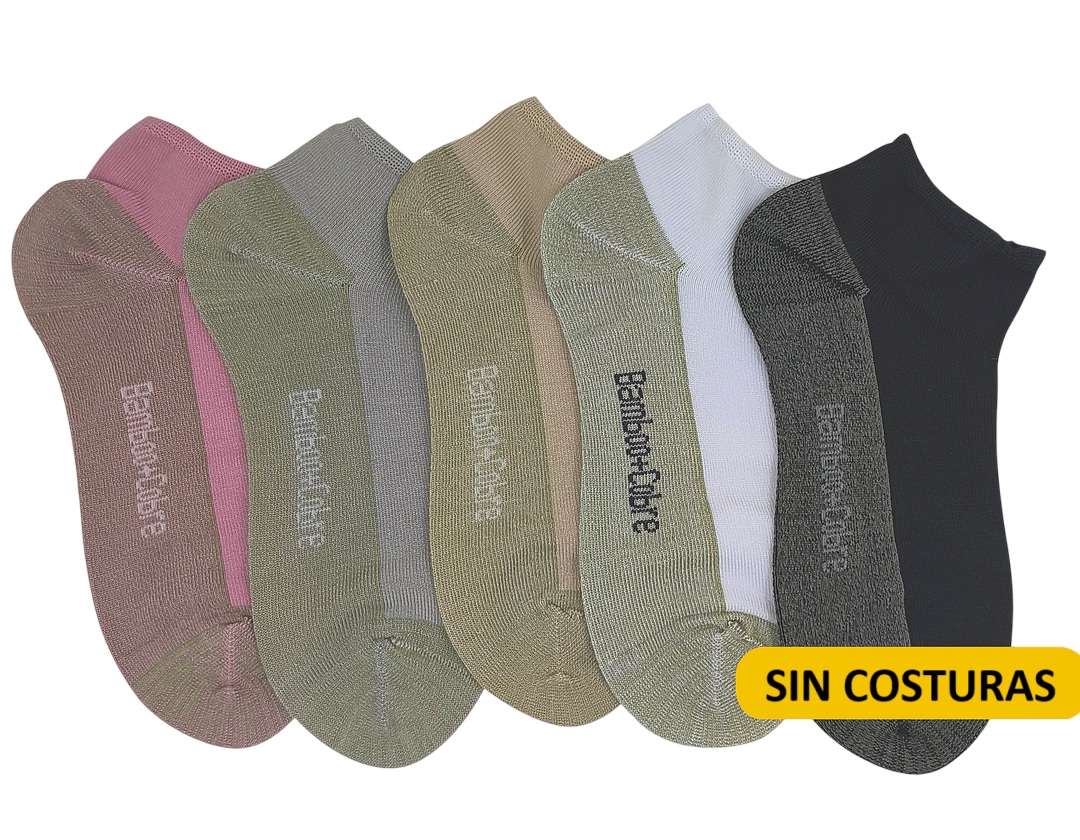 12 PARES DE TOBILLERAS PARA MUJER CON FIBRA DE BAMBU Y COBRE - CALCETAS SIN COSTURAS - 2