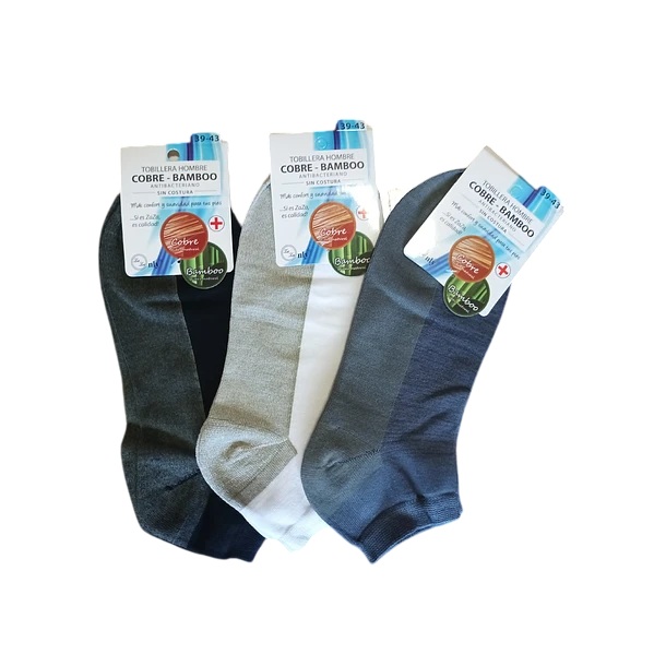 CALCETAS TOBILLERAS SIN COSTURAS PARA HOMBRE CON BAMBU Y COBRE - 6 PARES - 2