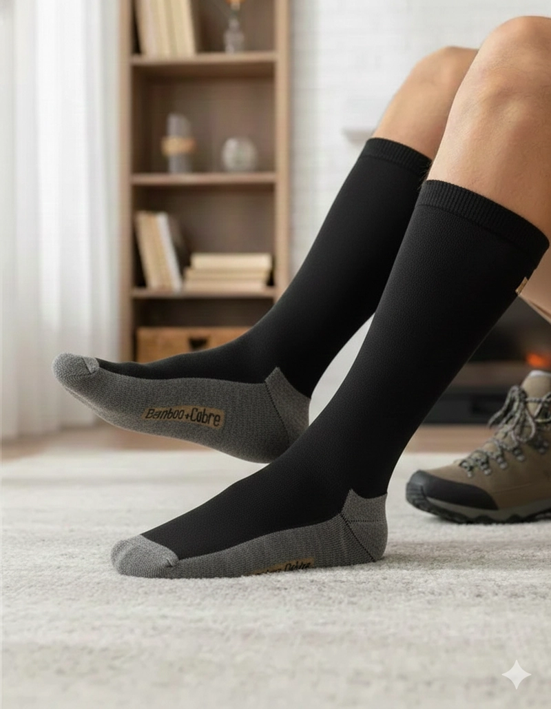 X3 CALCETINES DE VESTIR PARA HOMBRE CON FIBRA DE COBRE Y BAMBU - SIN COSTURAS - 4