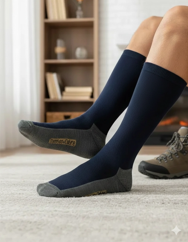X3 CALCETINES DE VESTIR PARA HOMBRE CON FIBRA DE COBRE Y BAMBU - SIN COSTURAS - 5